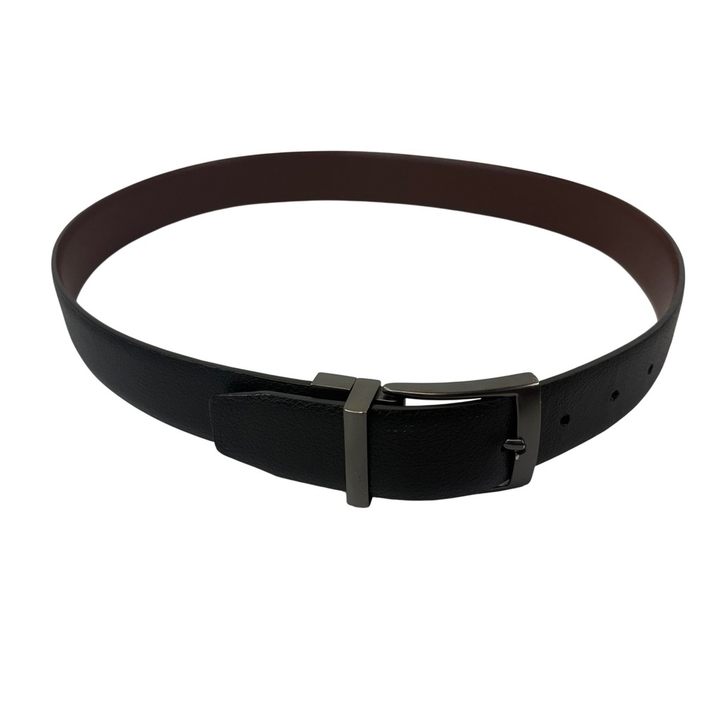 Nike Reversible Leather Belt Black Brown Buckle Rotates Two-in-One